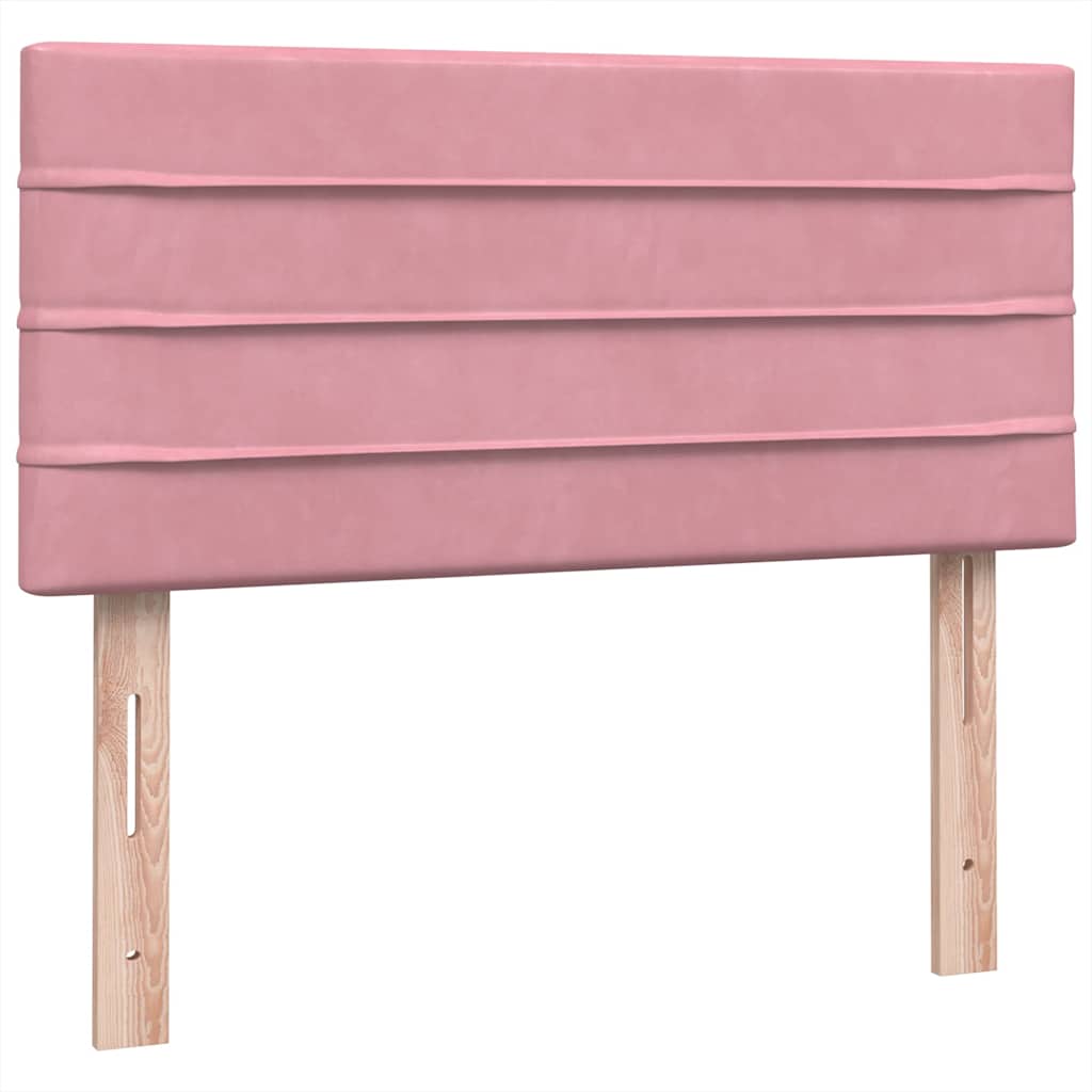 vidaXL Box Spring κρεβάτι με στρώμα ροζ 90x210 εκ. Βελούδινο