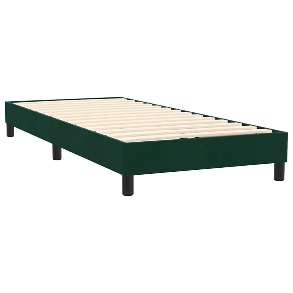 vidaXL Box Spring κρεβάτι με στρώμα σκούρο πράσινο 80x220εκ. Βελούδινο