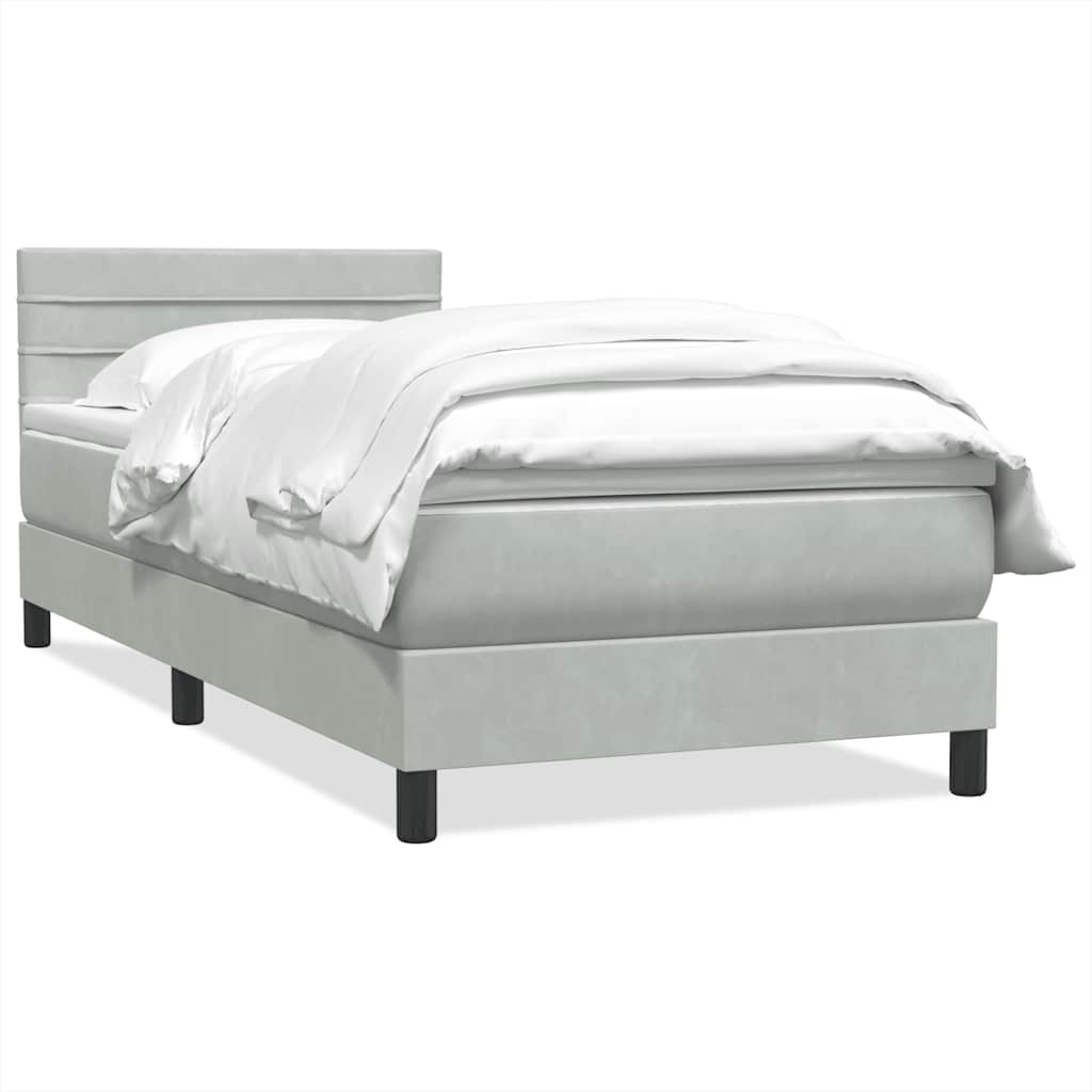 vidaXL Box Spring κρεβάτι με στρώμα ανοιχτό γκρι 90x220 εκ. Βελούδινο