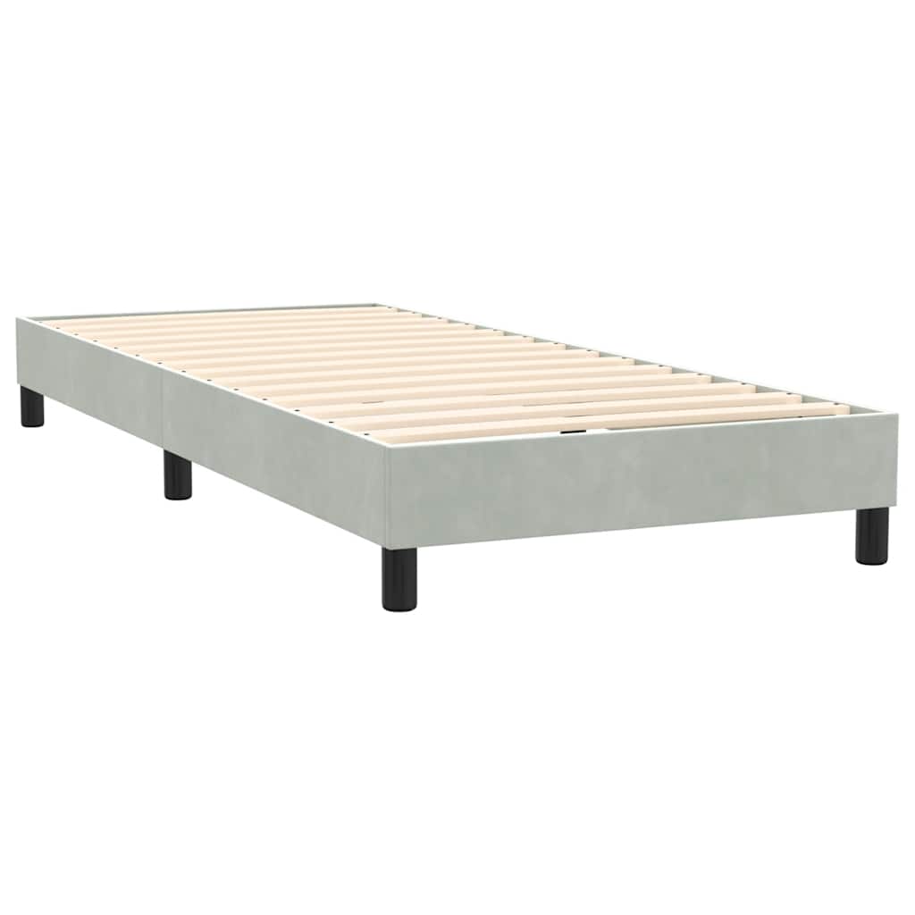 vidaXL Box Spring κρεβάτι με στρώμα ανοιχτό γκρι 90x220 εκ. Βελούδινο