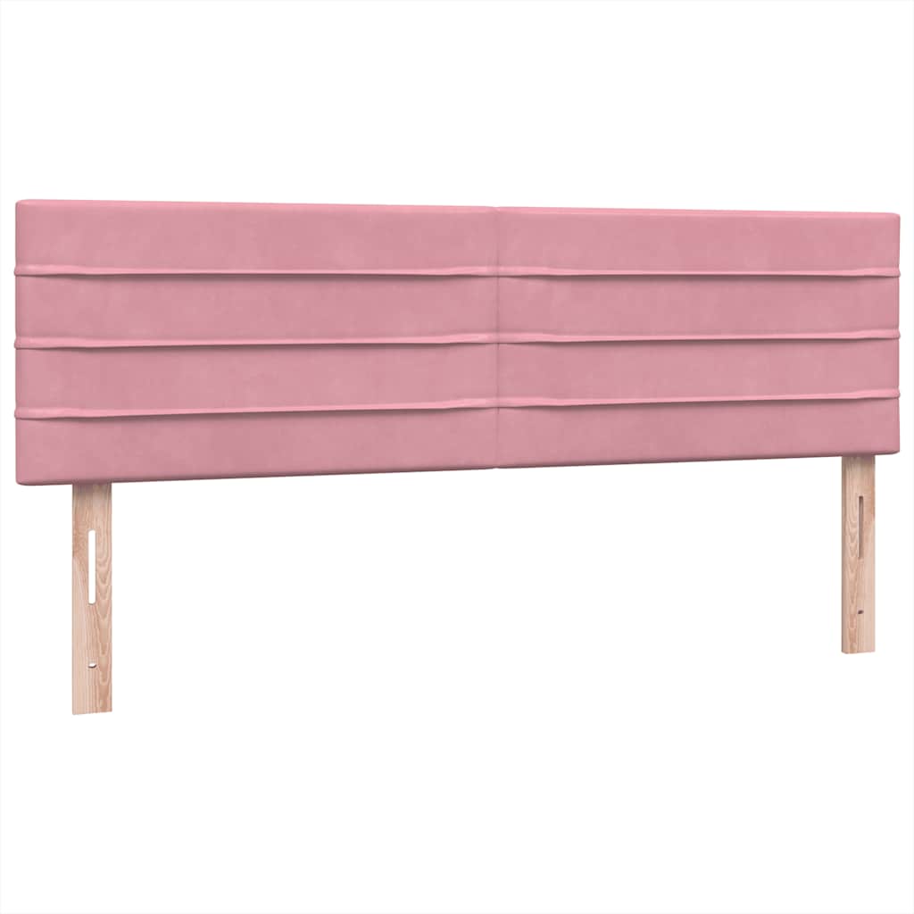 vidaXL Box Spring κρεβάτι με στρώμα ροζ 140x220 cm Βελούδινο