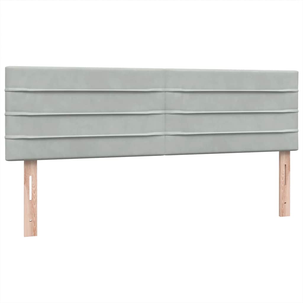 vidaXL Κρεβάτι Boxspring με Στρώμα Ανοιχτό Γκρι 160x220 εκ. Βελούδινο