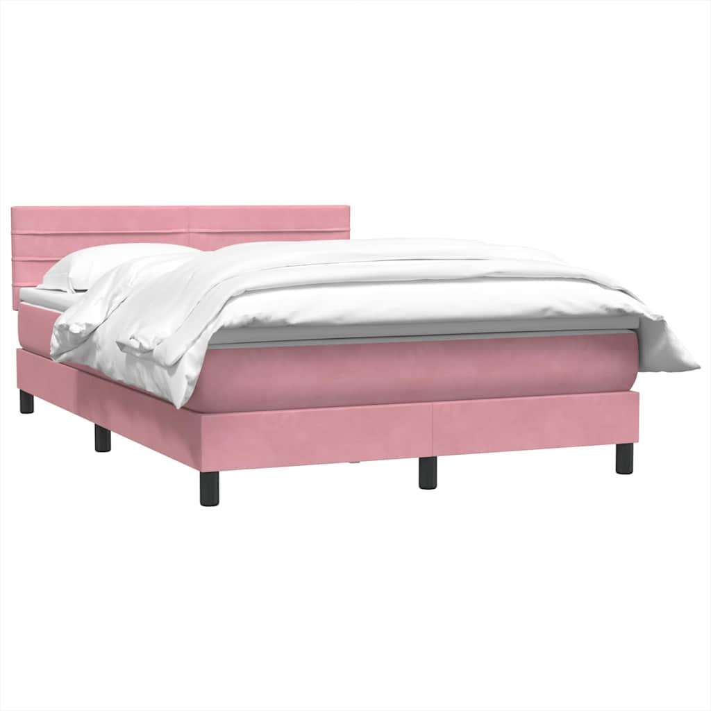 vidaXL Box Spring κρεβάτι με στρώμα ροζ 160x220 cm Βελούδινο
