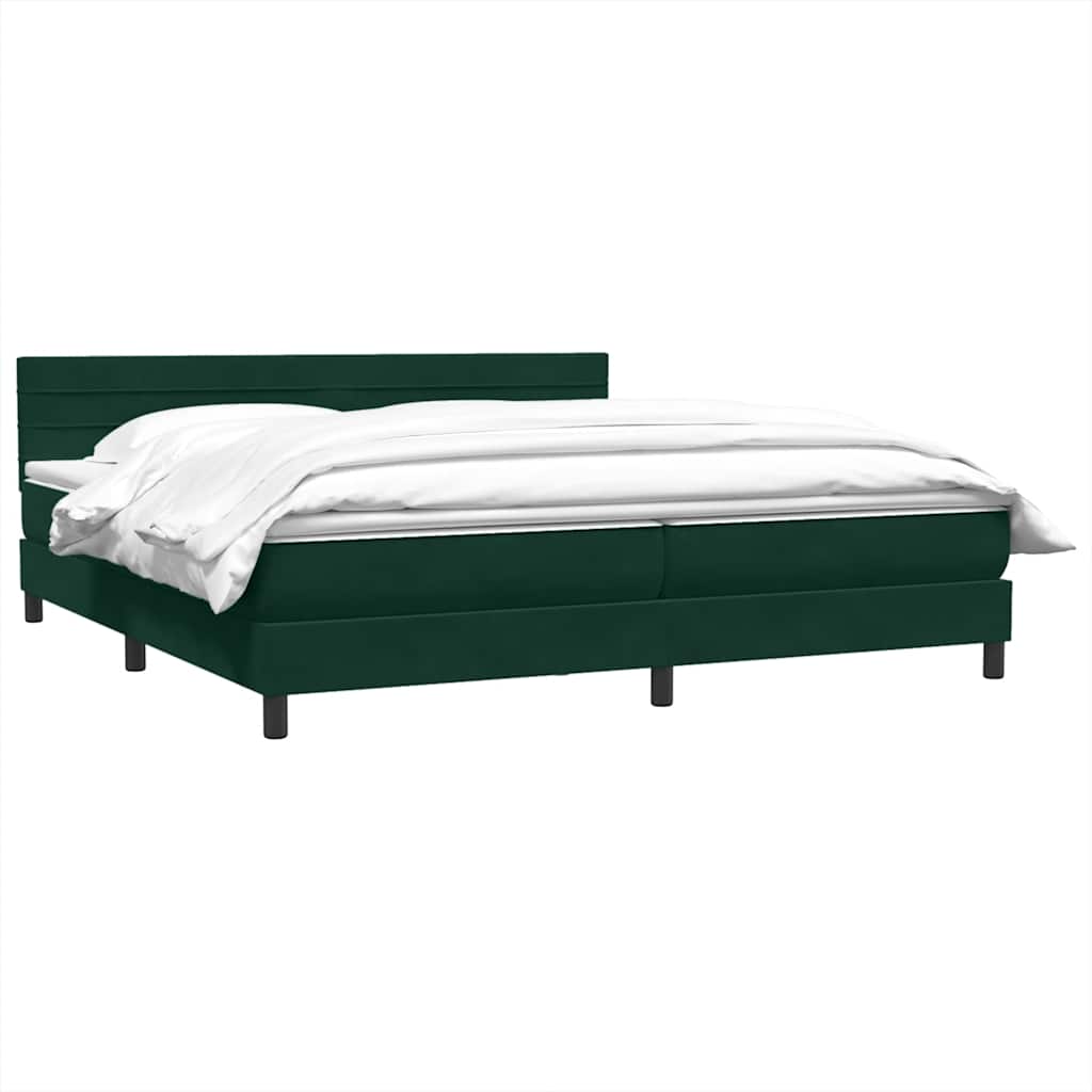 vidaXL Box Spring κρεβάτι με στρώμα σκούρο πράσινο 180x220cm Βελούδινο