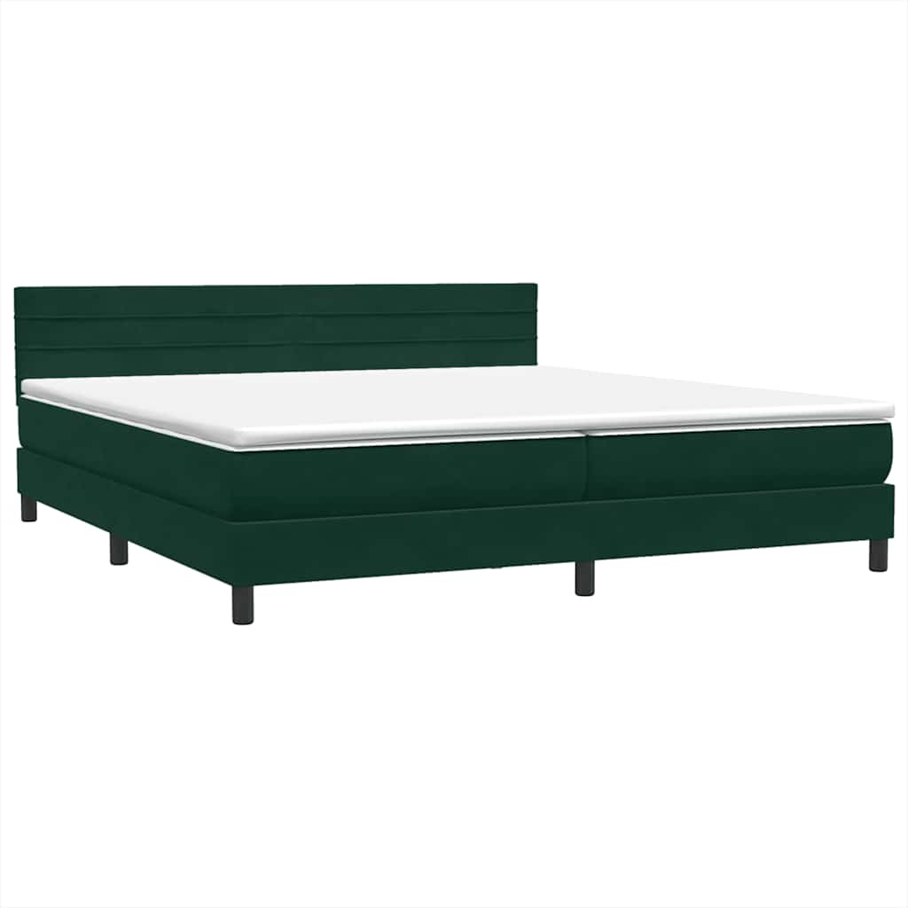 vidaXL Box Spring κρεβάτι με στρώμα σκούρο πράσινο 180x220cm Βελούδινο