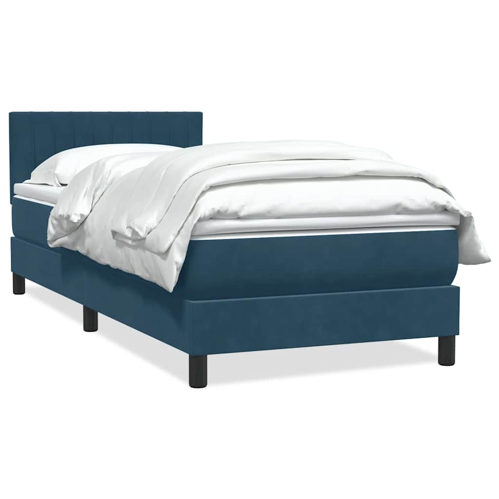 vidaXL Box Spring κρεβάτι με στρώμα σκούρο μπλε 80x210 εκ. Βελούδινο