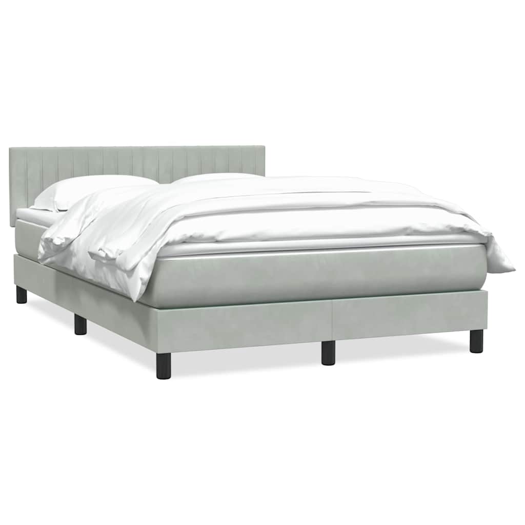 vidaXL Κρεβάτι Boxspring με Στρώμα Ανοιχτό Γκρι 160x210 εκ. Βελούδινο