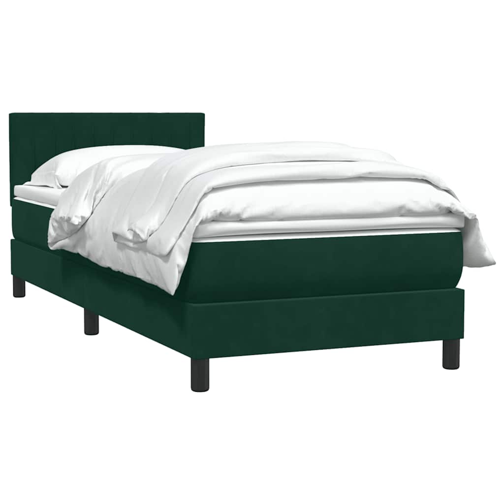 vidaXL Box Spring κρεβάτι με στρώμα σκούρο πράσινο 80x220εκ. Βελούδινο