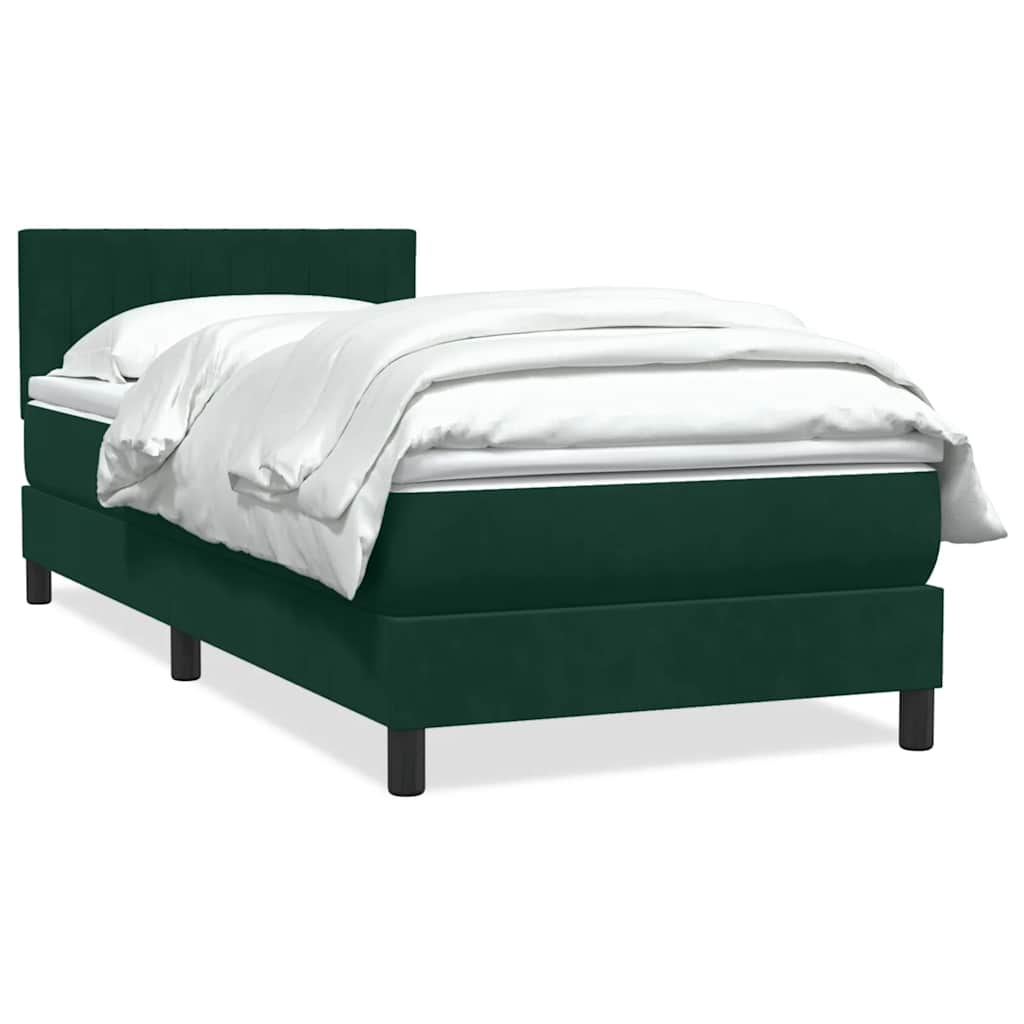 vidaXL Box Spring κρεβάτι με στρώμα σκούρο πράσινο 80x220εκ. Βελούδινο