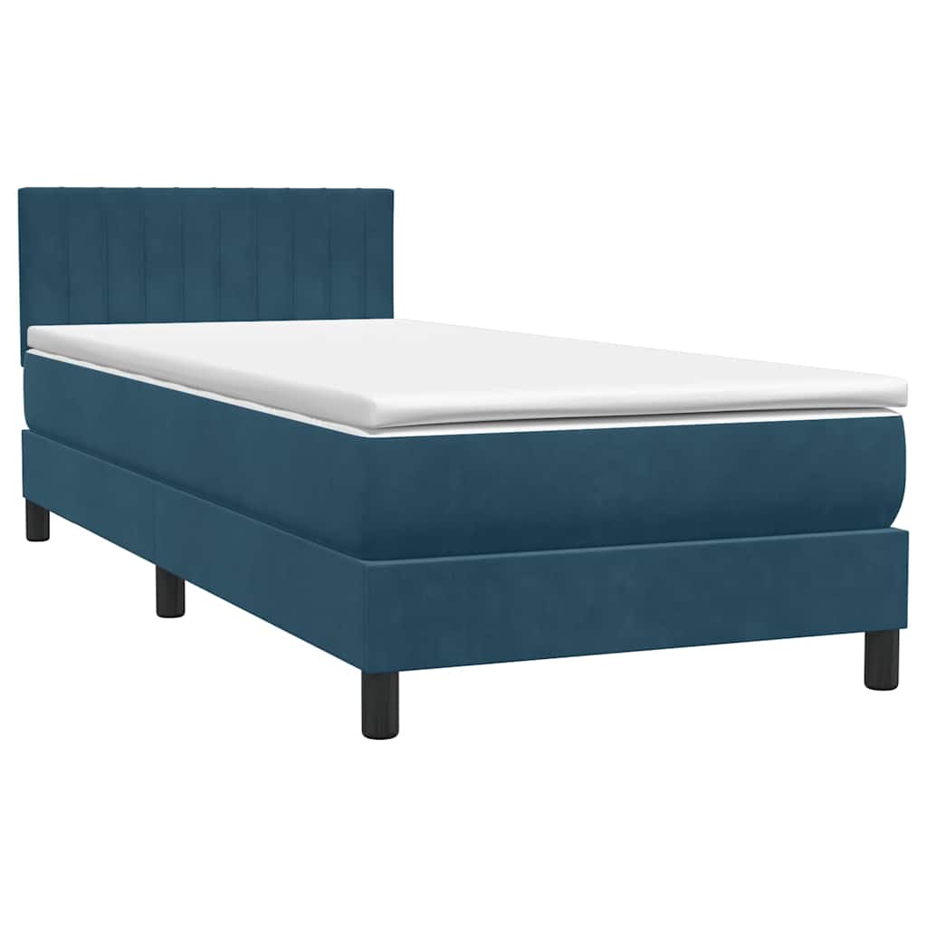 vidaXL Κρεβάτι Boxspring με Στρώμα Σκούρο Μπλε 80x220 εκ. Βελούδινο