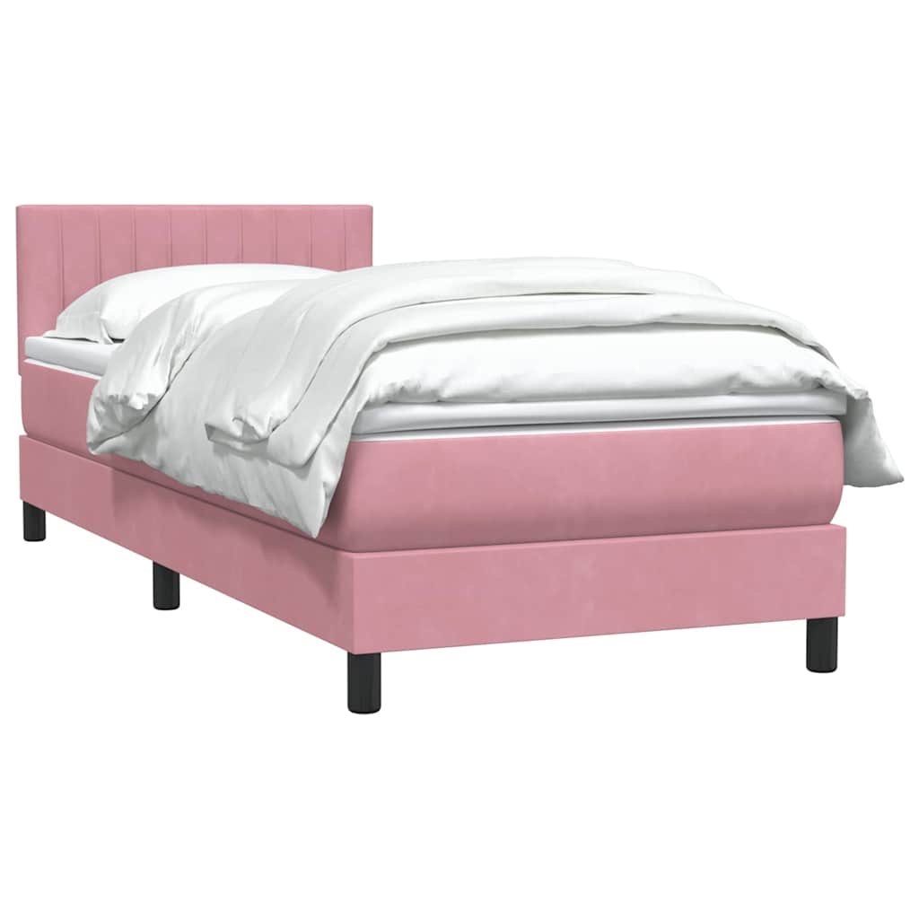 vidaXL Κρεβάτι Boxspring με Στρώμα Ροζ 90x220 εκ. Βελούδινο