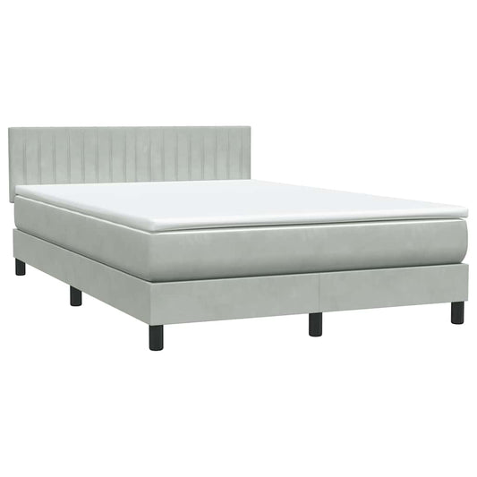 vidaXL Κρεβάτι Boxspring με Στρώμα Ανοιχτό Γκρι 160x220 εκ. Βελούδινο