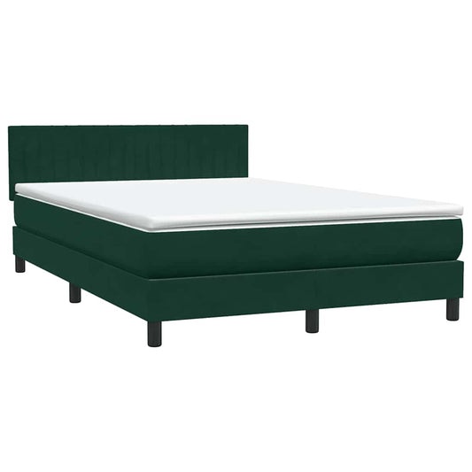 vidaXL Box Spring κρεβάτι με στρώμα σκούρο πράσινο 160x220cm Βελούδινο