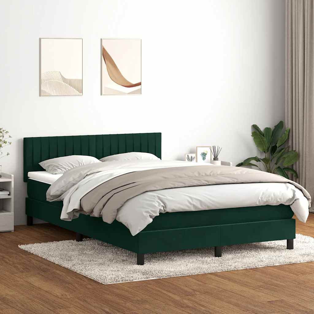 vidaXL Box Spring κρεβάτι με στρώμα σκούρο πράσινο 160x220cm Βελούδινο