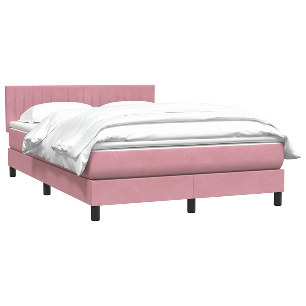vidaXL Box Spring κρεβάτι με στρώμα ροζ 160x220 cm Βελούδινο
