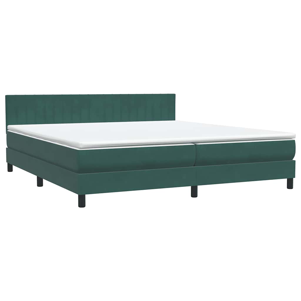 vidaXL Box Spring κρεβάτι με στρώμα σκούρο πράσινο 180x220cm Βελούδινο