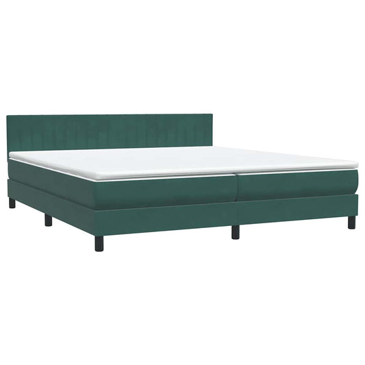 vidaXL Box Spring κρεβάτι με στρώμα σκούρο πράσινο 180x220cm Βελούδινο
