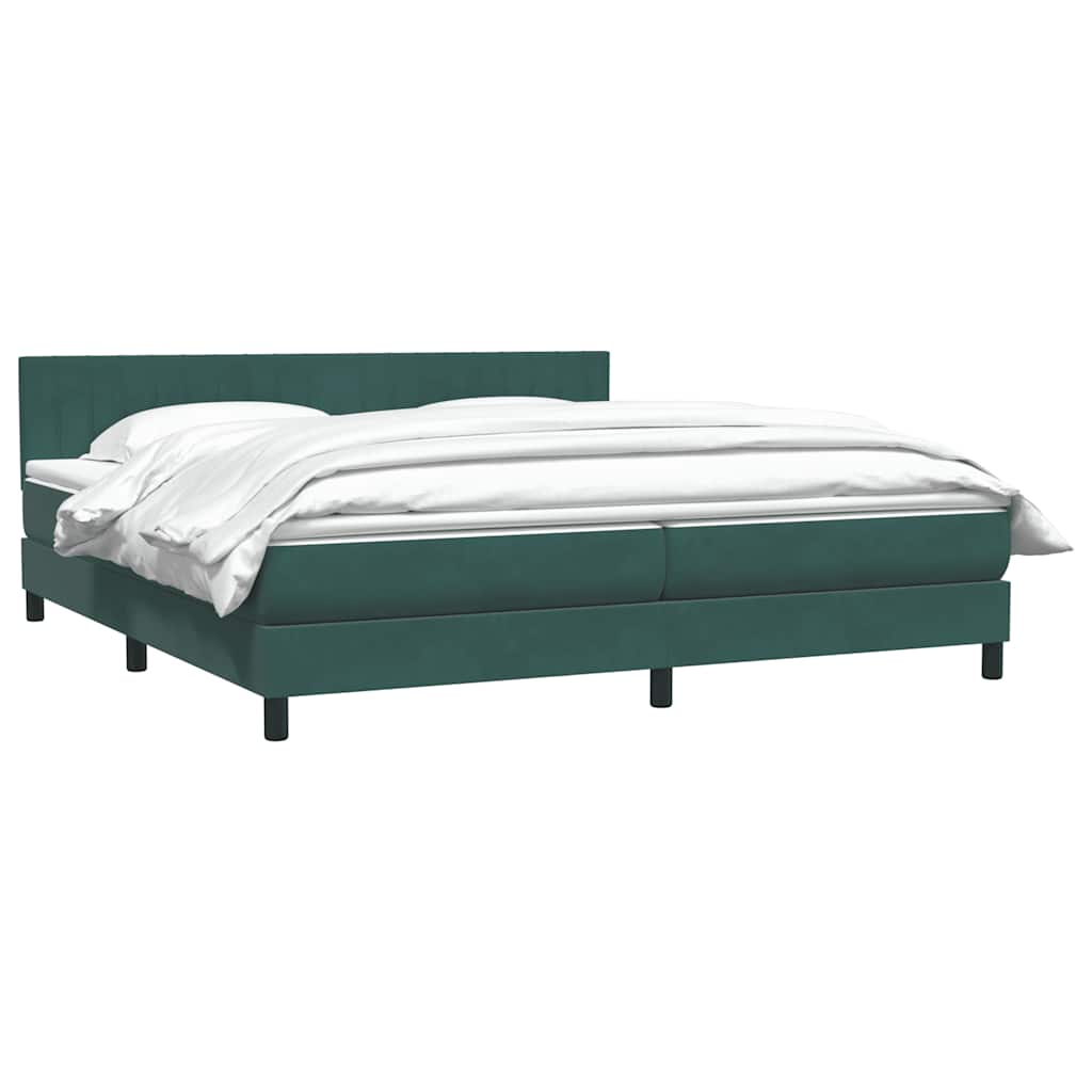 vidaXL Box Spring κρεβάτι με στρώμα σκούρο πράσινο 180x220cm Βελούδινο