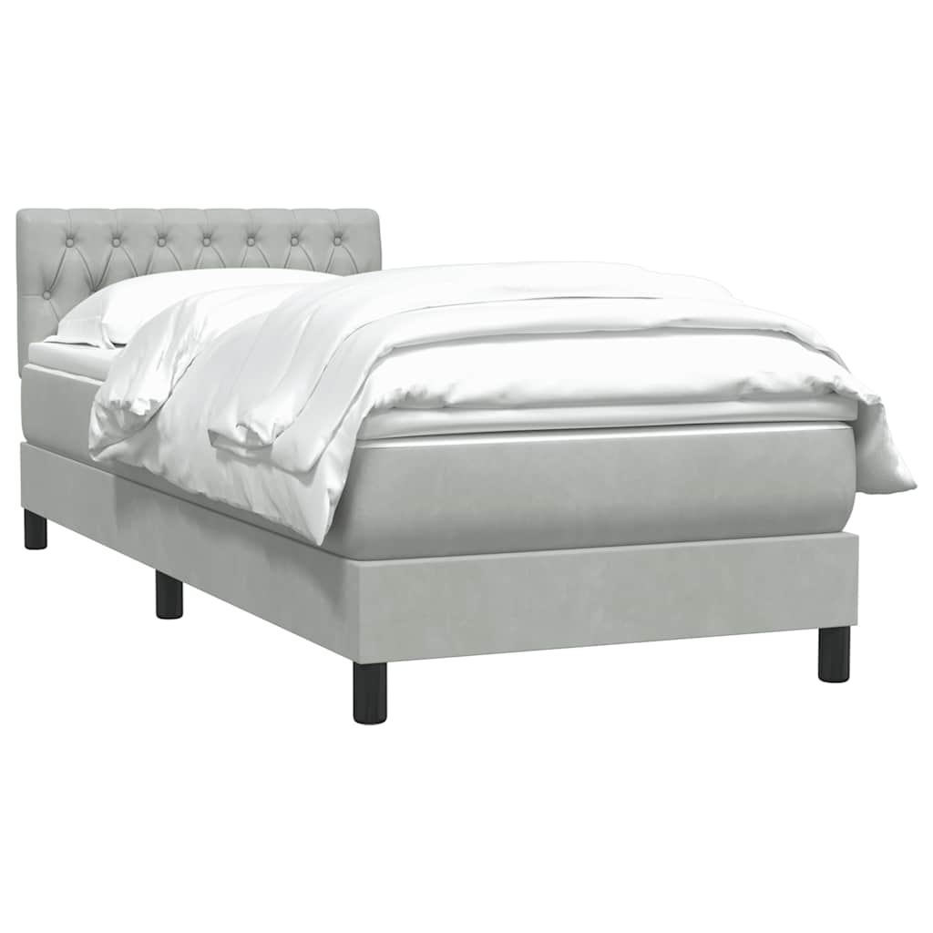 vidaXL Κρεβάτι Boxspring με Στρώμα Ανοιχτό Γκρι 80x210 εκ. Βελούδινο