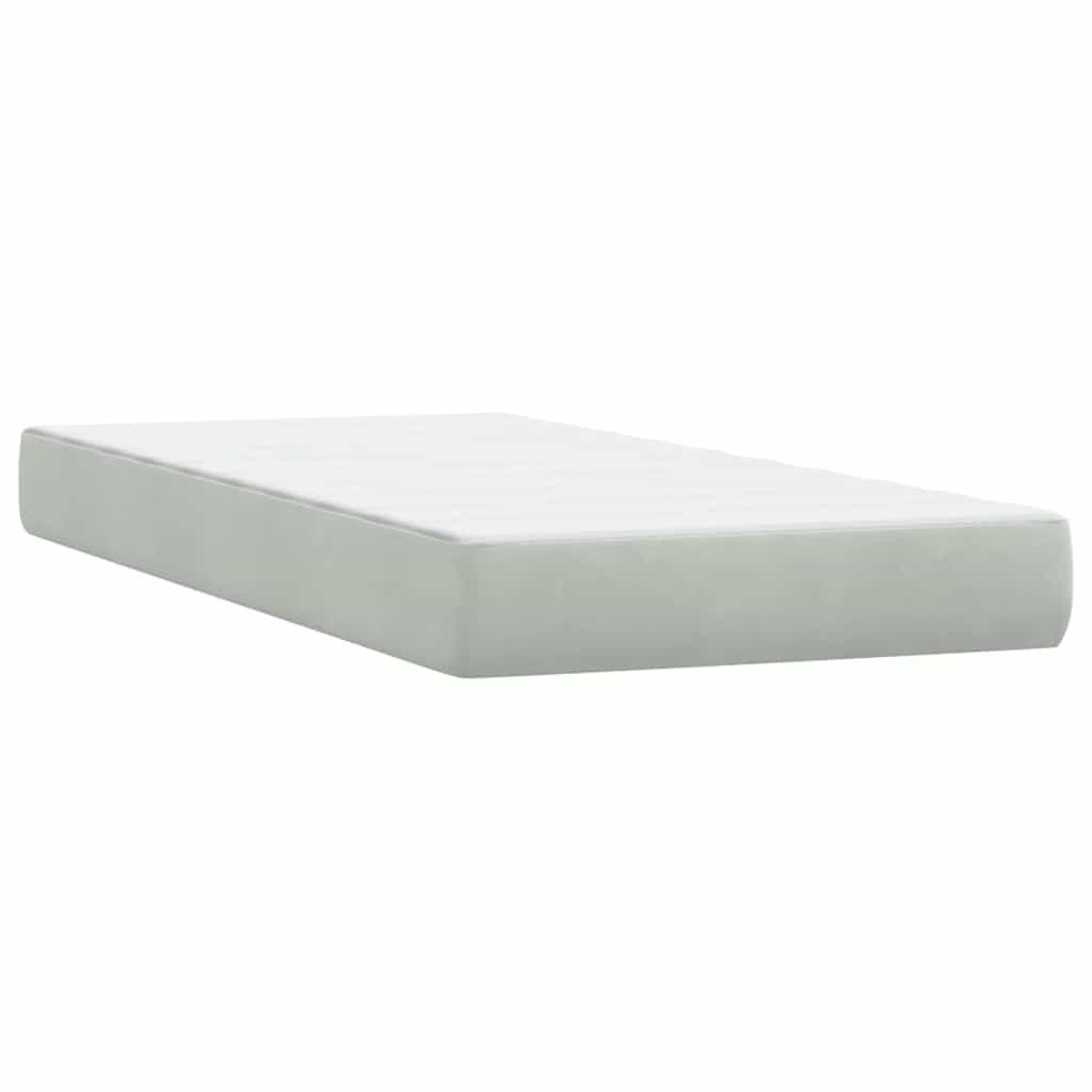 vidaXL Κρεβάτι Boxspring με Στρώμα Ανοιχτό Γκρι 80x210 εκ. Βελούδινο