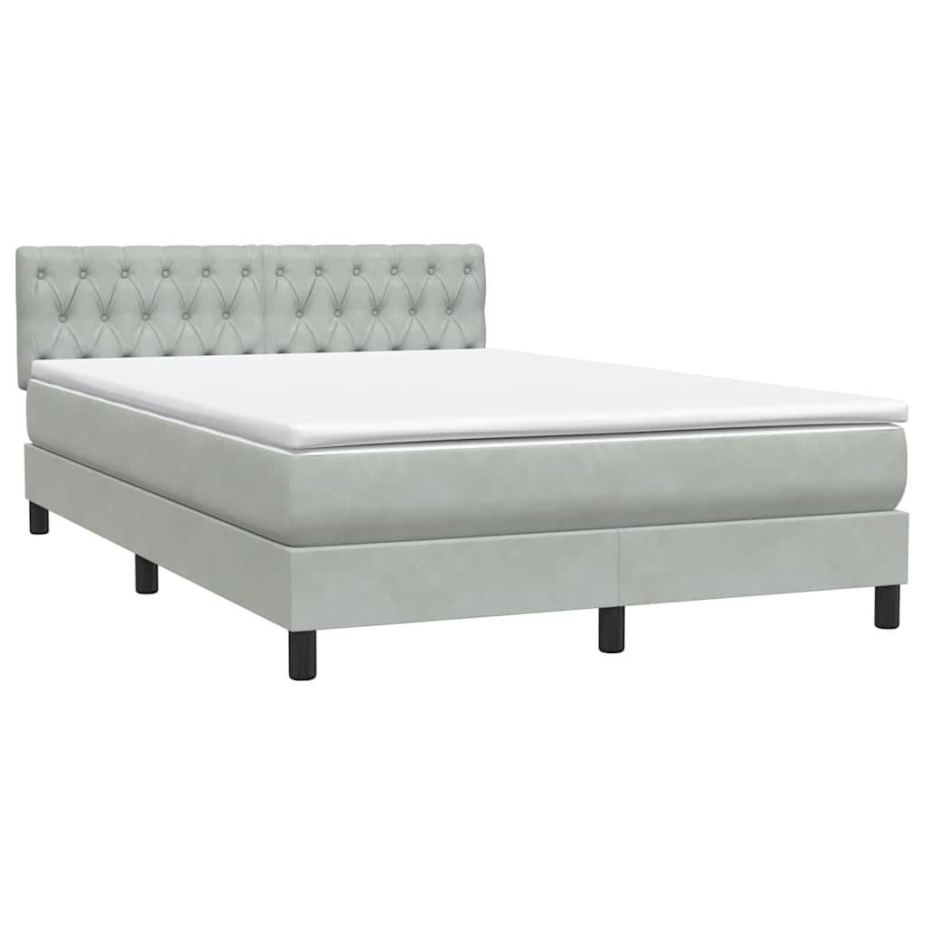 vidaXL Κρεβάτι Boxspring με Στρώμα Ανοιχτό Γκρι 160x210 εκ. Βελούδινο