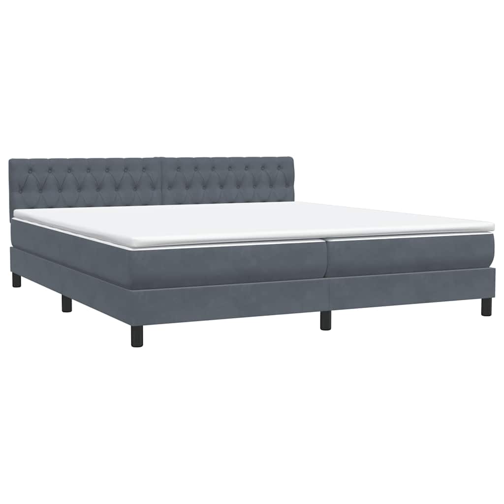 vidaXL Κρεβάτι Boxspring με Στρώμα Σκούρο Γκρι 180x210 εκ. Βελούδινο