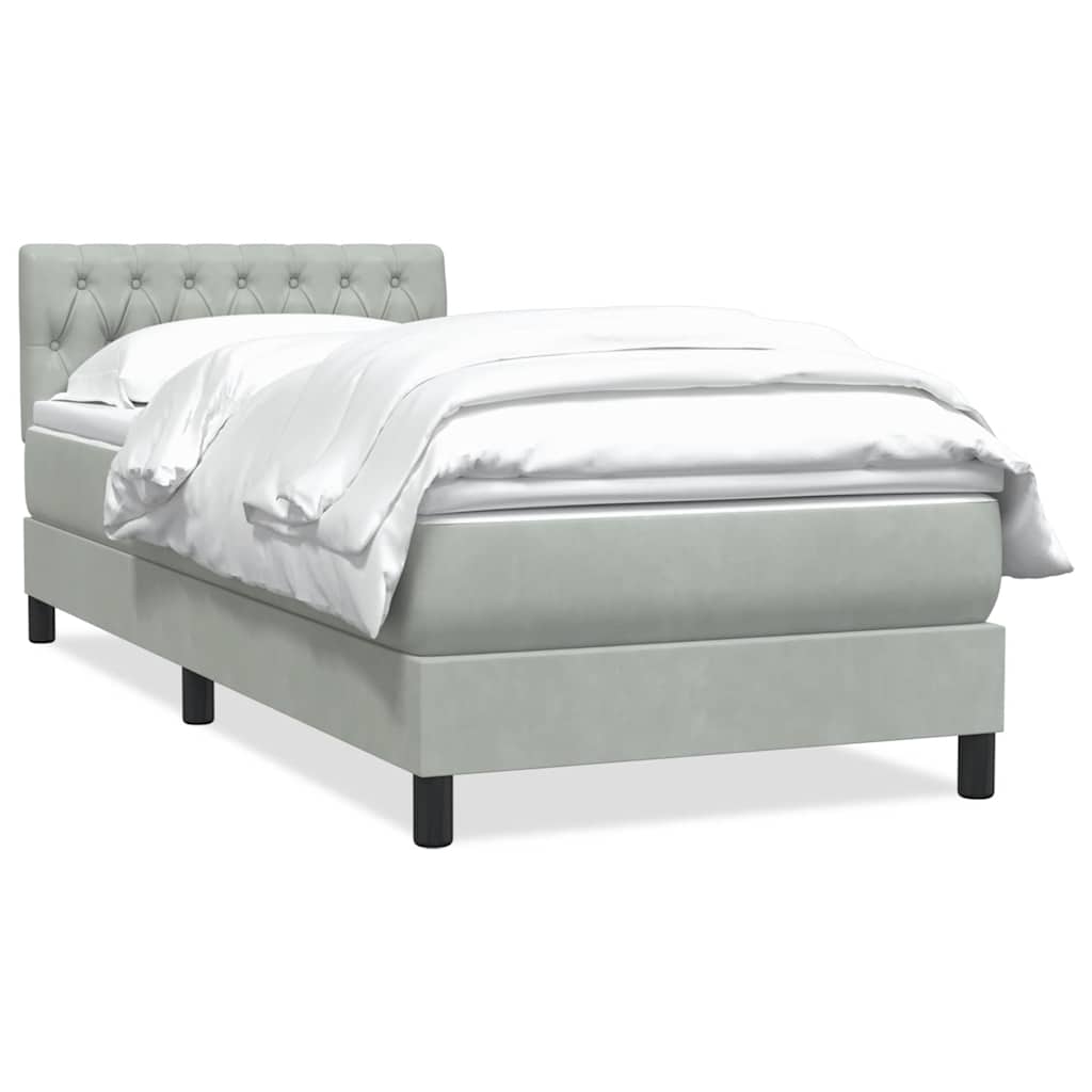 vidaXL Box Spring κρεβάτι με στρώμα ανοιχτό γκρι 80x220 cm Βελούδινο