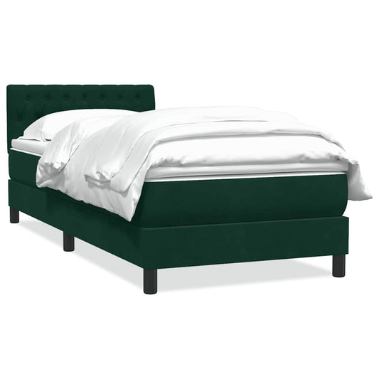 vidaXL Box Spring κρεβάτι με στρώμα σκούρο πράσινο 80x220εκ. Βελούδινο