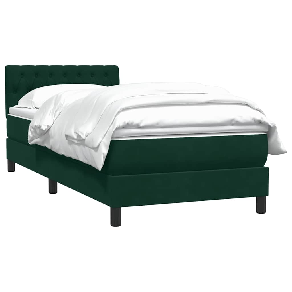 vidaXL Box Spring κρεβάτι με στρώμα σκούρο πράσινο 80x220εκ. Βελούδινο