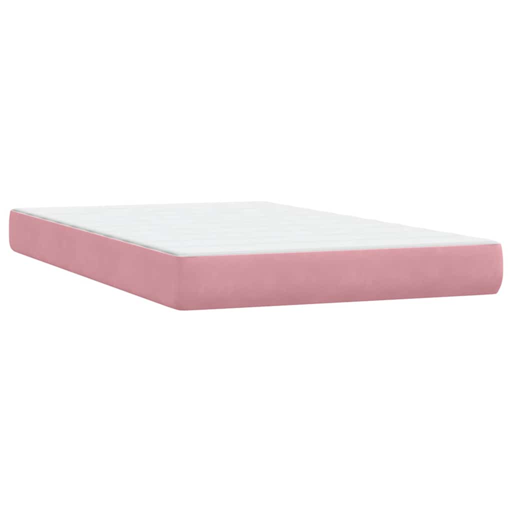 vidaXL Box Spring κρεβάτι με στρώμα ροζ 120x220 cm Βελούδινο