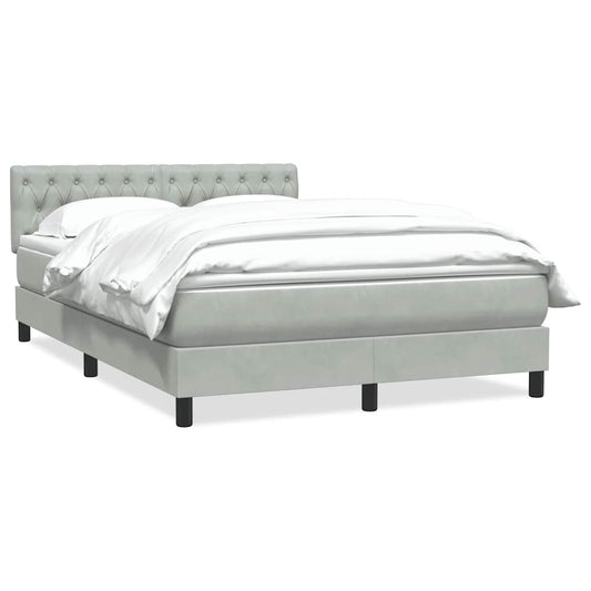 vidaXL Κρεβάτι Boxspring με Στρώμα Ανοιχτό Γκρι 160x220 εκ. Βελούδινο