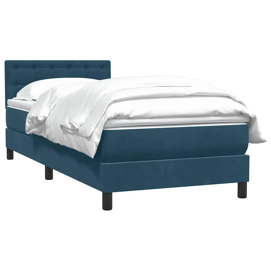 vidaXL Box Spring κρεβάτι με στρώμα σκούρο μπλε 80x210 εκ. Βελούδινο