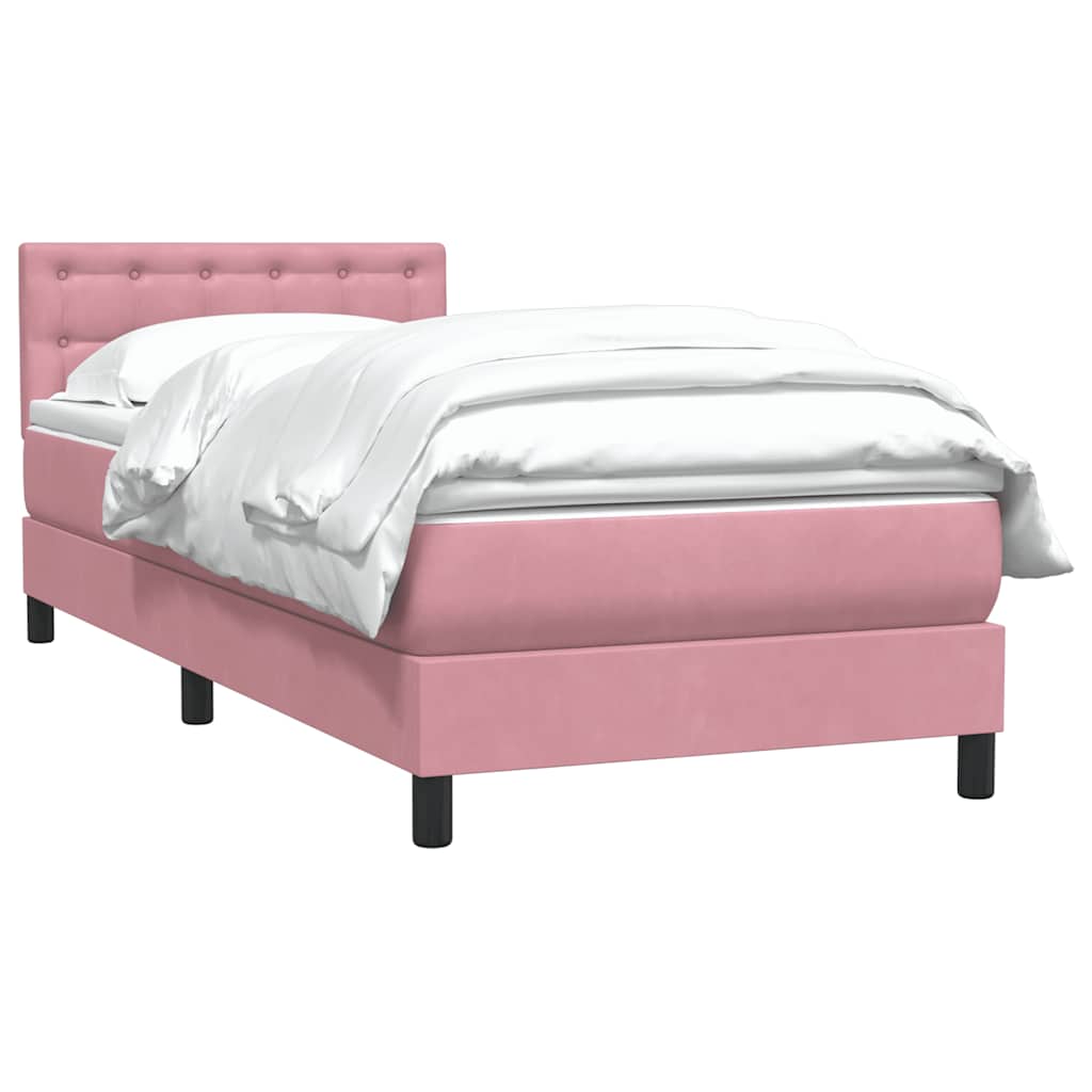 vidaXL Box Spring κρεβάτι με στρώμα ροζ 90x210 εκ. Βελούδινο