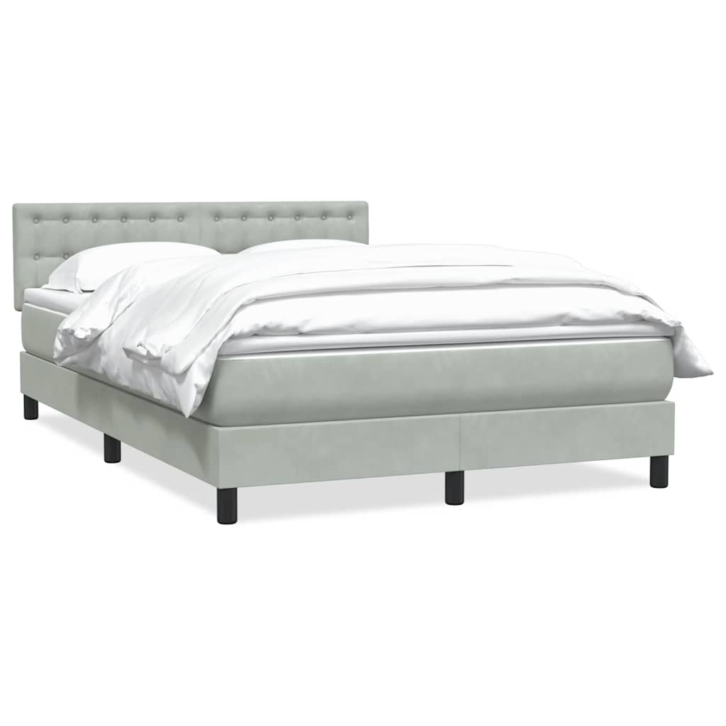 vidaXL Κρεβάτι Boxspring με Στρώμα Ανοιχτό Γκρι 160x210 εκ. Βελούδινο