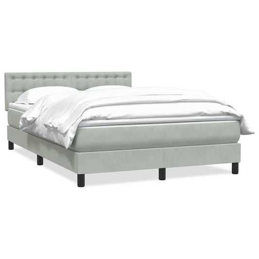 vidaXL Κρεβάτι Boxspring με Στρώμα Ανοιχτό Γκρι 160x210 εκ. Βελούδινο