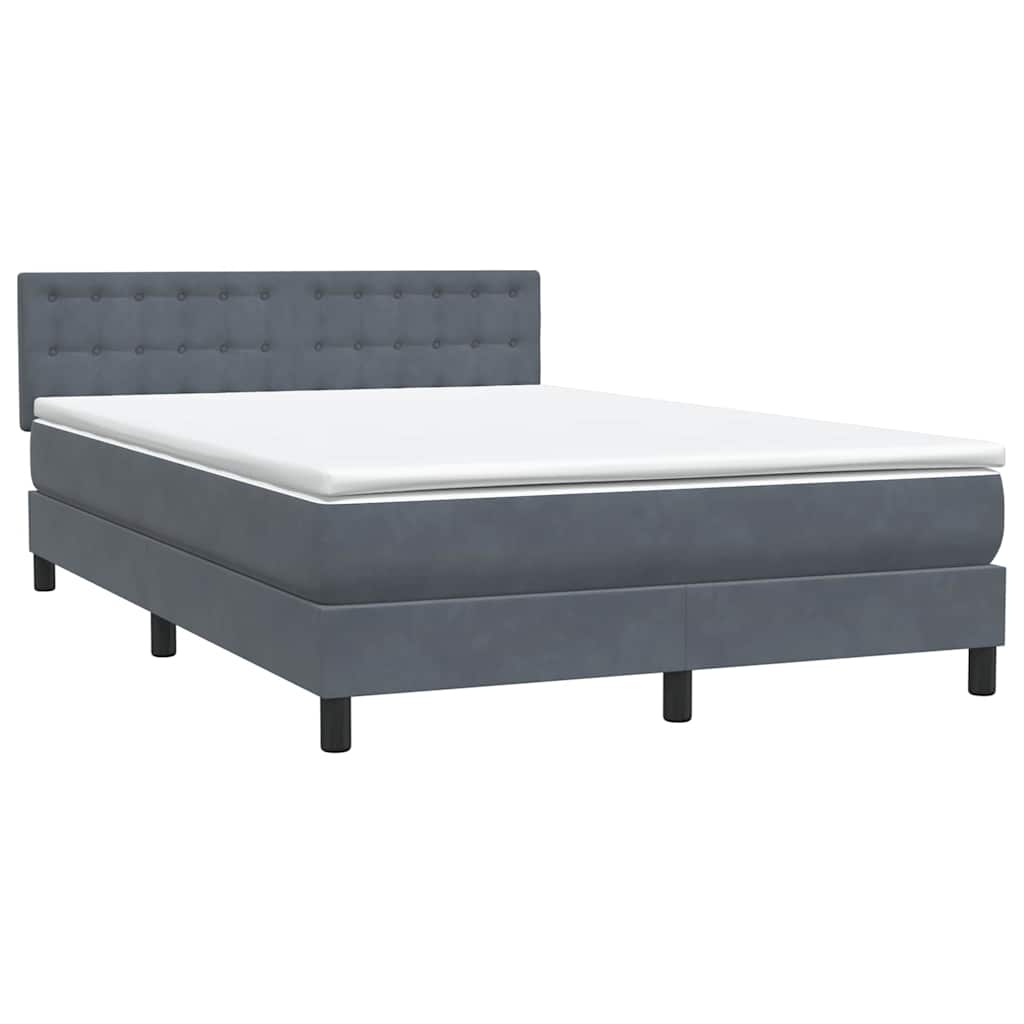 vidaXL Κρεβάτι Boxspring με Στρώμα Σκούρο Γκρι 160x210 εκ. Βελούδινο