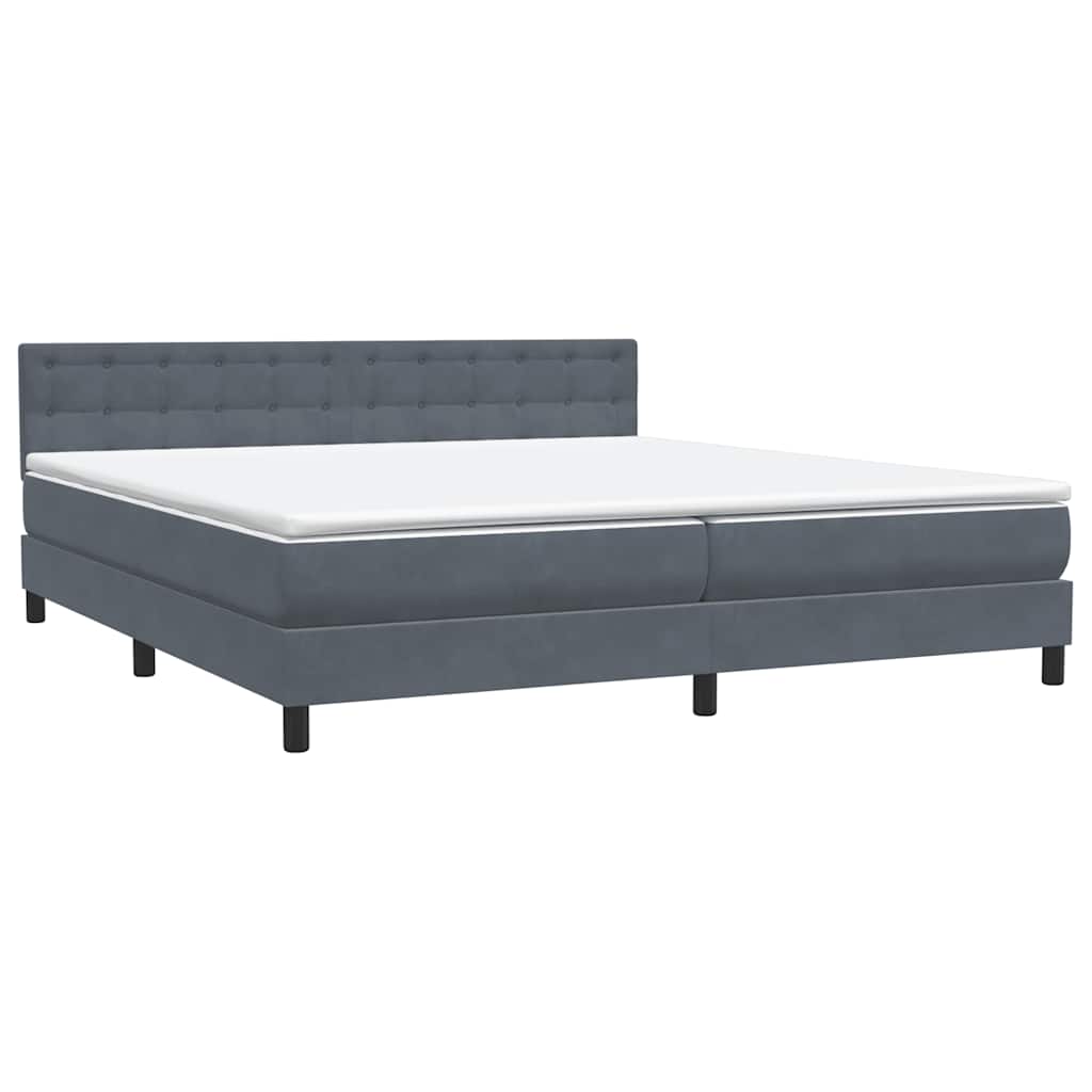 vidaXL Κρεβάτι Boxspring με Στρώμα Σκούρο Γκρι 180x210 εκ. Βελούδινο