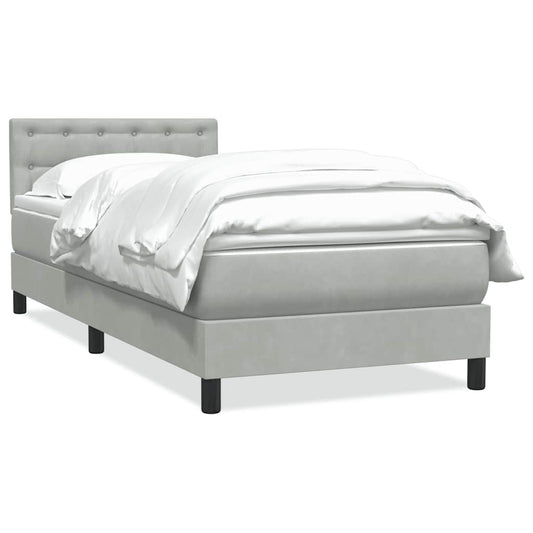 vidaXL Box Spring κρεβάτι με στρώμα ανοιχτό γκρι 80x220 cm Βελούδινο