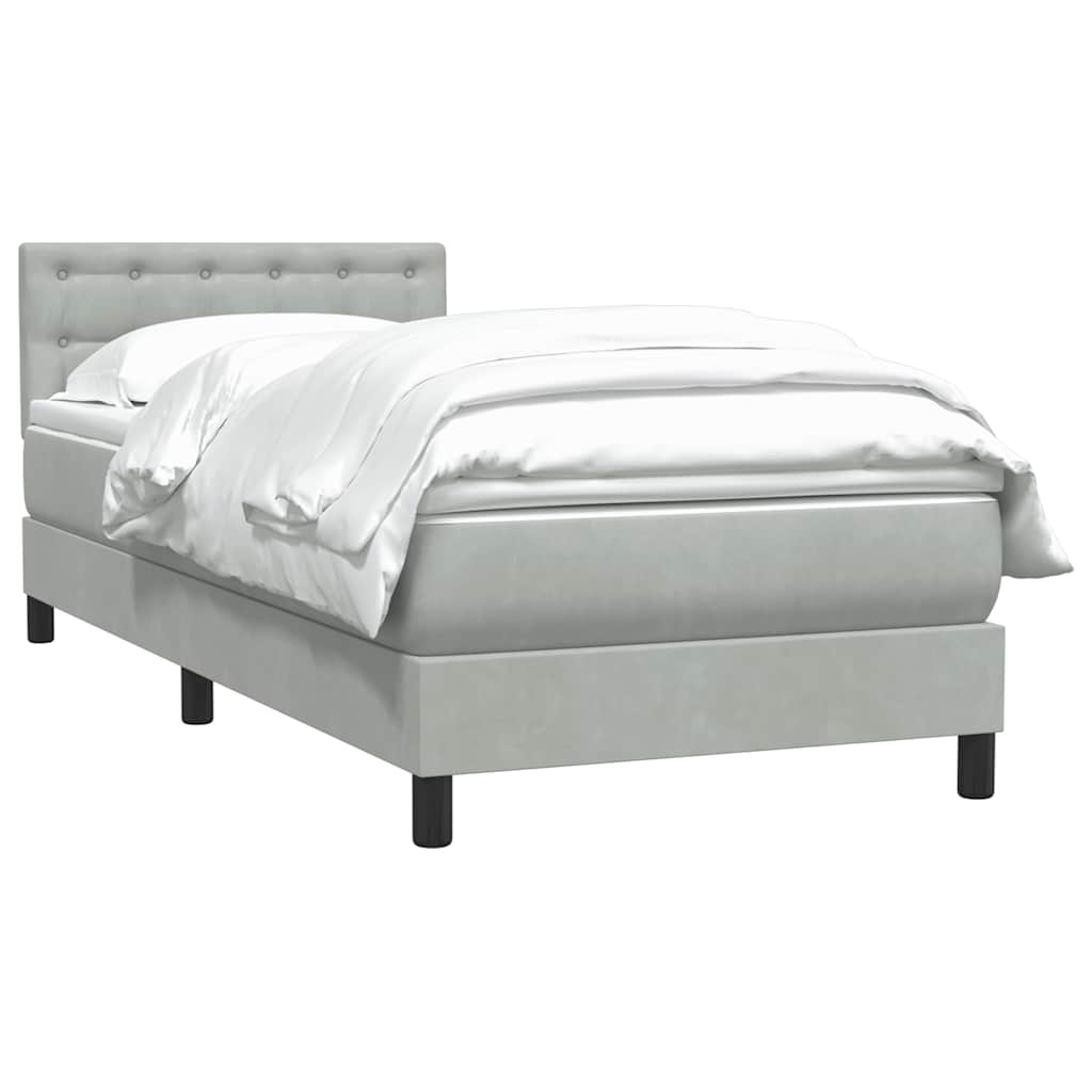 vidaXL Box Spring κρεβάτι με στρώμα ανοιχτό γκρι 80x220 cm Βελούδινο