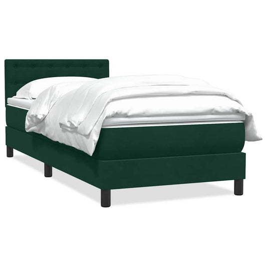 vidaXL Box Spring κρεβάτι με στρώμα σκούρο πράσινο 80x220εκ. Βελούδινο