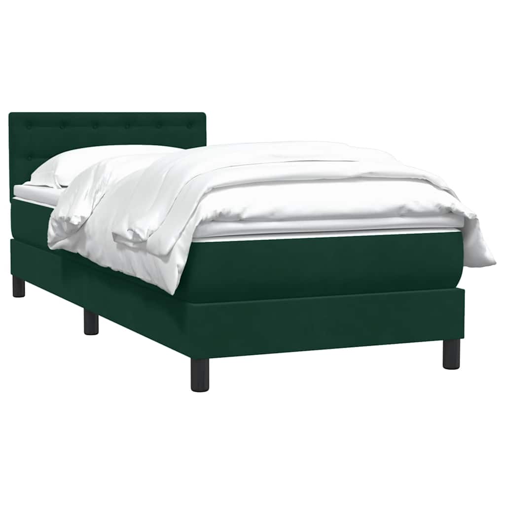 vidaXL Box Spring κρεβάτι με στρώμα σκούρο πράσινο 80x220εκ. Βελούδινο