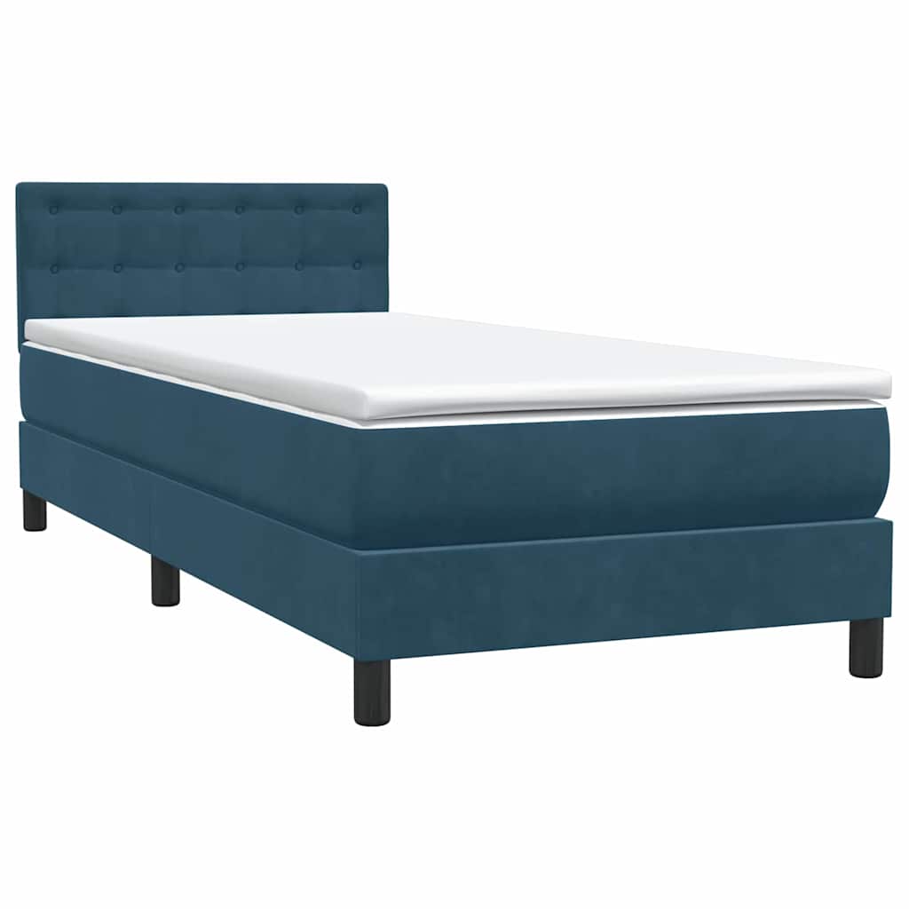 vidaXL Κρεβάτι Boxspring με Στρώμα Σκούρο Μπλε 80x220 εκ. Βελούδινο