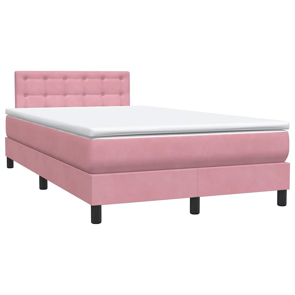 vidaXL Box Spring κρεβάτι με στρώμα ροζ 120x220 cm Βελούδινο