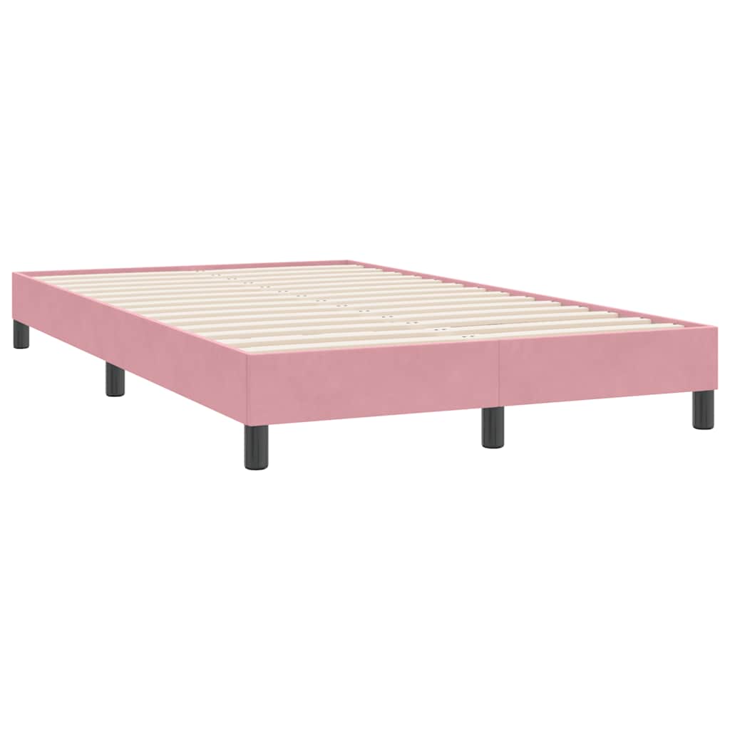vidaXL Box Spring κρεβάτι με στρώμα ροζ 120x220 cm Βελούδινο
