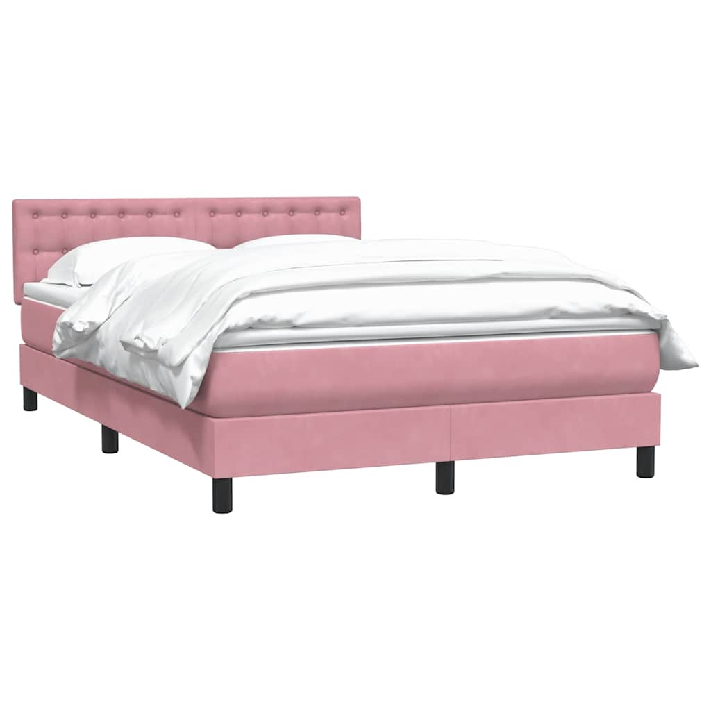 vidaXL Box Spring κρεβάτι με στρώμα ροζ 140x220 cm Βελούδινο