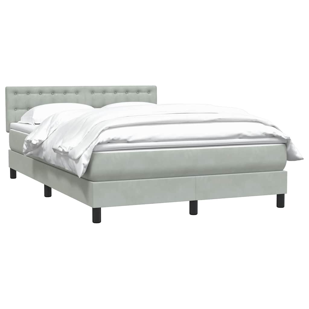 vidaXL Κρεβάτι Boxspring με Στρώμα Ανοιχτό Γκρι 160x220 εκ. Βελούδινο