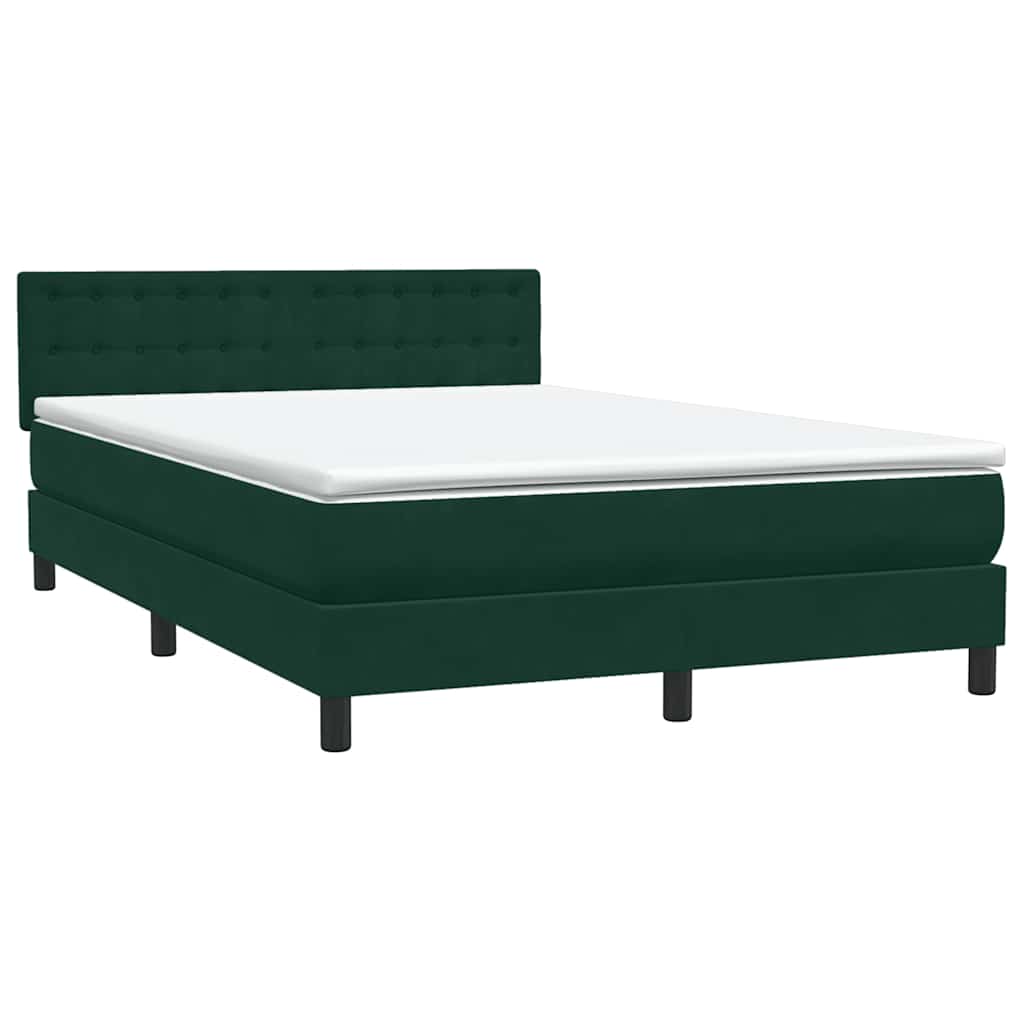 vidaXL Box Spring κρεβάτι με στρώμα σκούρο πράσινο 160x220cm Βελούδινο