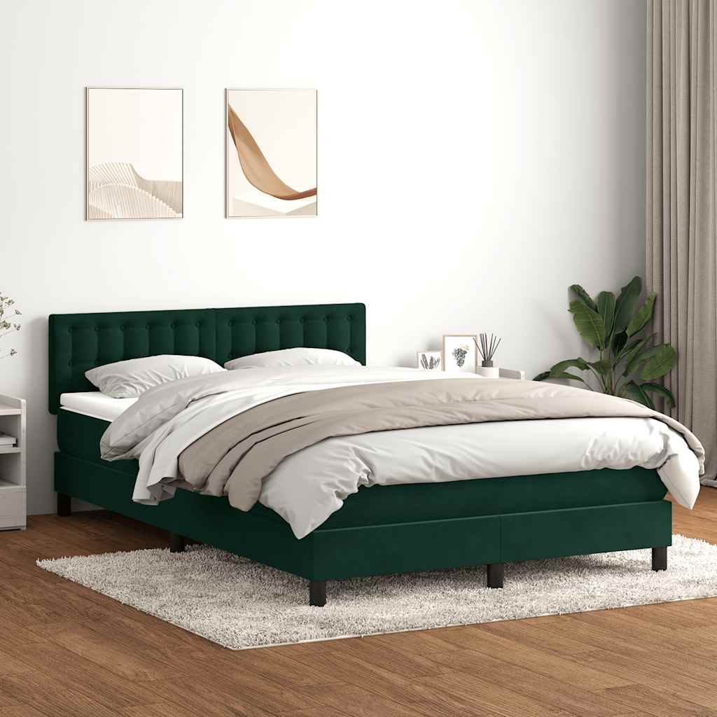 vidaXL Box Spring κρεβάτι με στρώμα σκούρο πράσινο 160x220cm Βελούδινο
