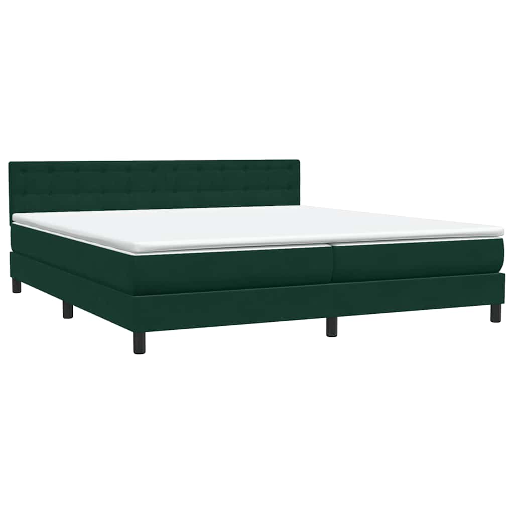 vidaXL Box Spring κρεβάτι με στρώμα σκούρο πράσινο 180x220cm Βελούδινο