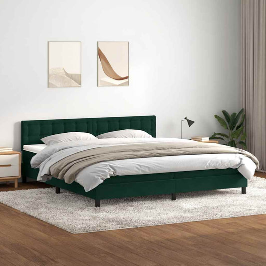 vidaXL Box Spring κρεβάτι με στρώμα σκούρο πράσινο 180x220cm Βελούδινο